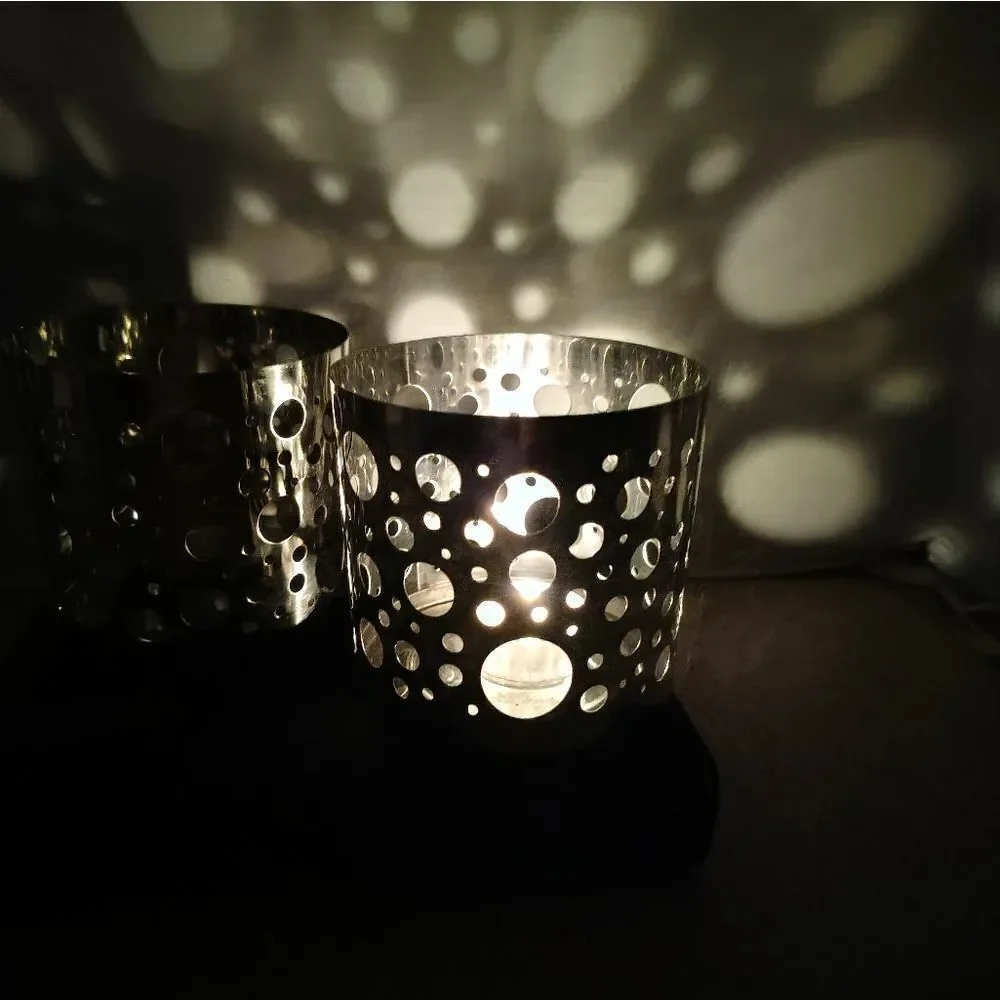 Silver Candle Holders Retro Modern Look C8
